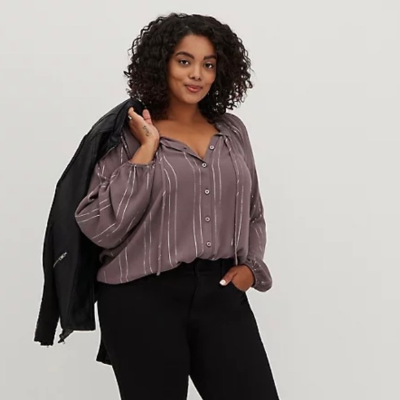 Torrid Purple Stripe Blouse - Picture 1 of 13